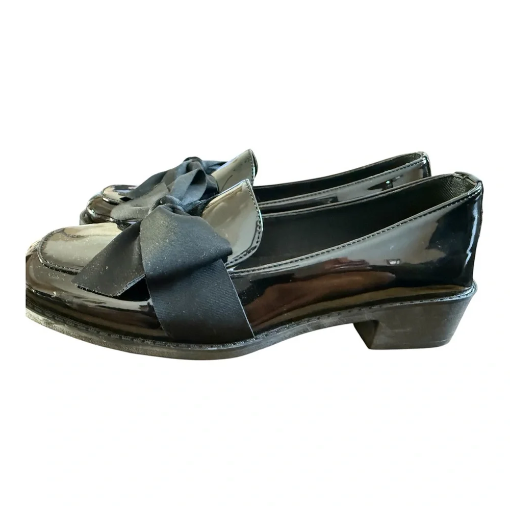 Black patent loafers with bow size 8 NEW - Picture 4 of 10